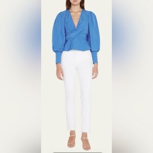 Veronica Beard Seema Twist Front Taffeta Blouse